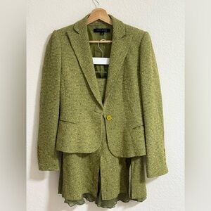 Anne Klein Grass Green Blazer Suit With Skirt
